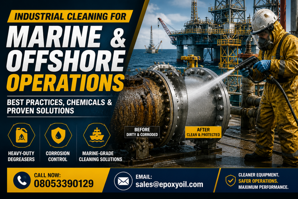 This image is a banner for Industrial Cleaning for Marine and Offshore Operations